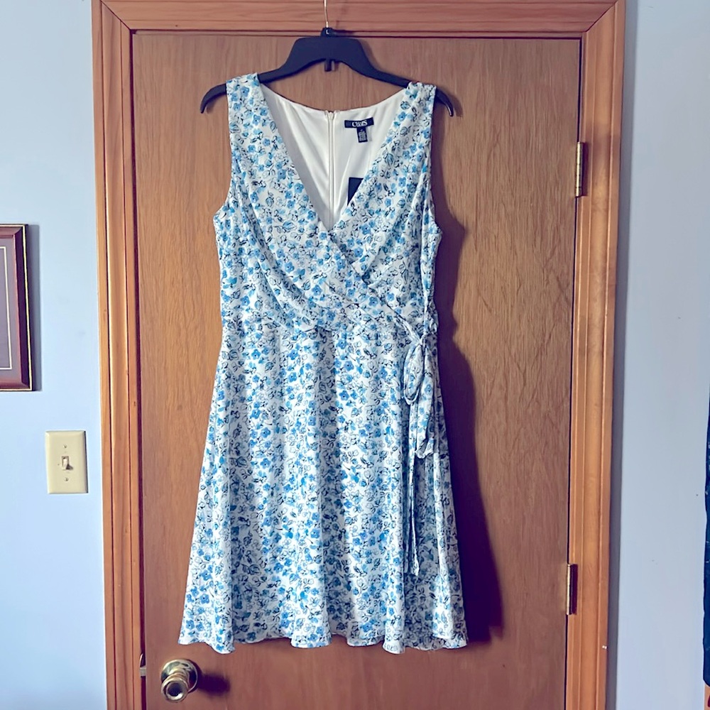 CHAPS Blue Floral Dress NWT